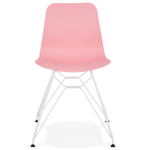 Modern chair 'GAUDY' pink with white metal base