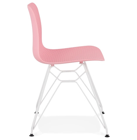 Modern chair 'GAUDY' pink with white metal base