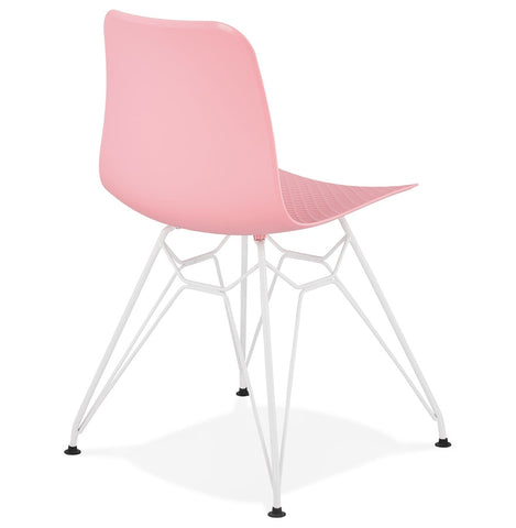 Modern chair 'GAUDY' pink with white metal base