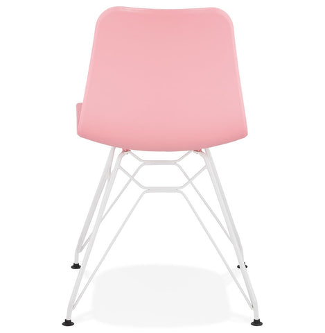 Modern chair 'GAUDY' pink with white metal base