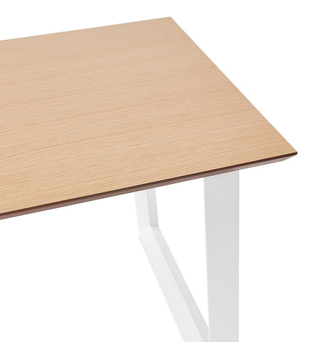 Straight executive desk 'GIMINI' of natural wood finish and white metal - 130x70 cm