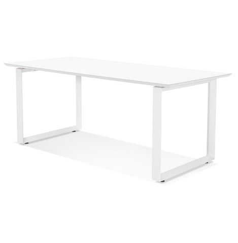 Large straight executive desk 'GIMINI' of wood and white metal - 180x90 cm