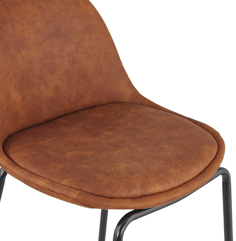 Bar stool 'GIRON' of brown microfiber with black metal legs