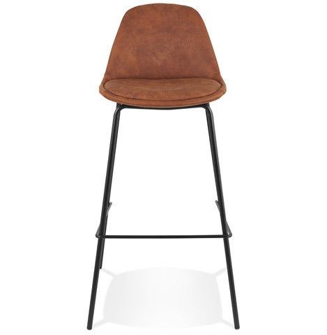 Bar stool 'GIRON' of brown microfiber with black metal legs