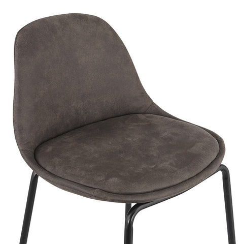 Bar stool 'GIRON' in dark gray microfiber with black metal legs