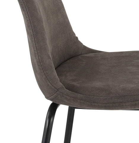 Bar stool 'GIRON' in dark gray microfiber with black metal legs