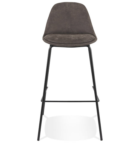 Bar stool 'GIRON' in dark gray microfiber with black metal legs