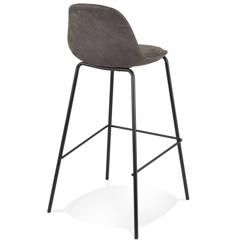 Bar stool 'GIRON' in dark gray microfiber with black metal legs