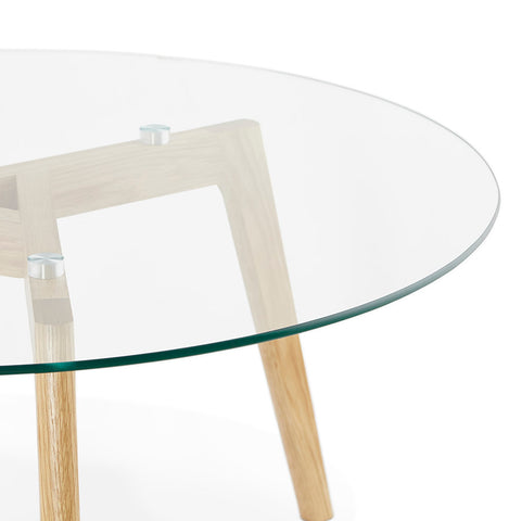 Lage ronde salontafel 'GLAZY' in glas