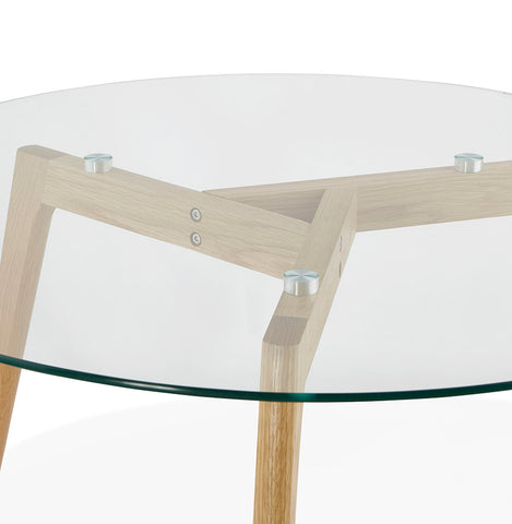 Lage ronde salontafel 'GLAZY' in glas