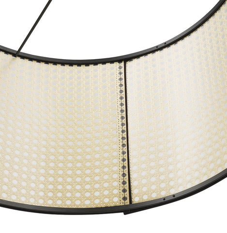 Round pendant lamp 'GOBU' made of natural rattan and black structure