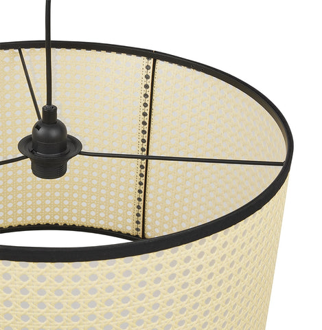 Round pendant lamp 'GOBU' made of natural rattan and black structure