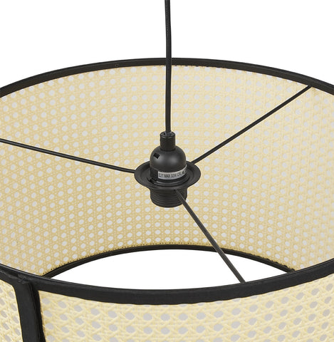 Round pendant lamp 'GOBU' made of natural rattan and black structure