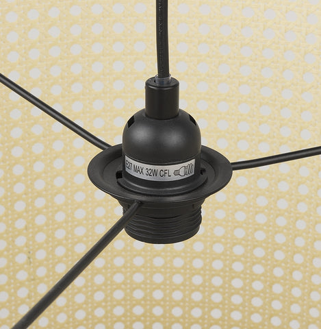 Round pendant lamp 'GOBU' made of natural rattan and black structure