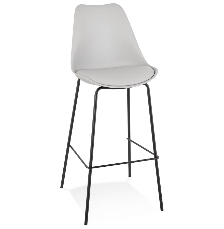 Grey design bar stool 'LEMON' with black metal leg