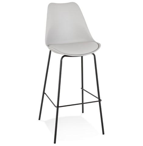 Grey design bar stool 'LEMON' with black metal leg