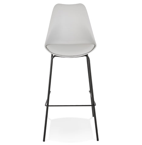 Grey design bar stool 'LEMON' with black metal leg