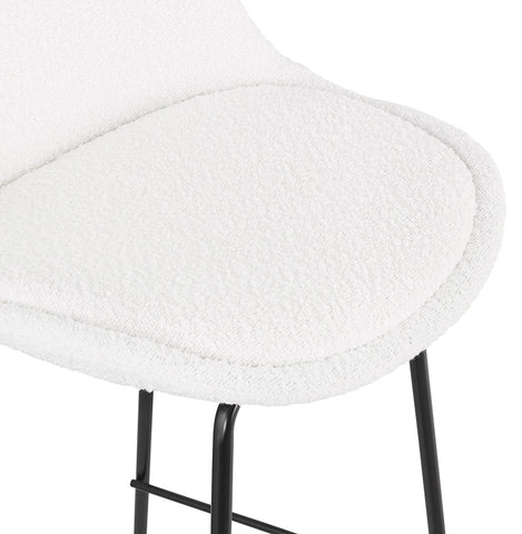 Bar stool 'LEONIE' in white terry fabric with black metal legs