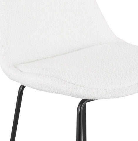 Bar stool 'LEONIE' in white terry fabric with black metal legs