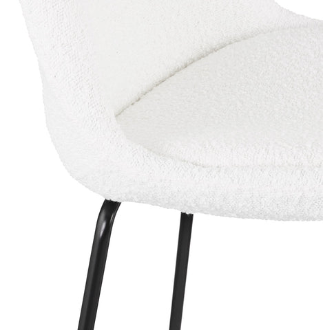 Bar stool 'LEONIE' in white terry fabric with black metal legs