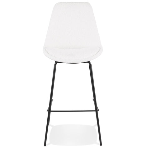 Bar stool 'LEONIE' in white terry fabric with black metal legs