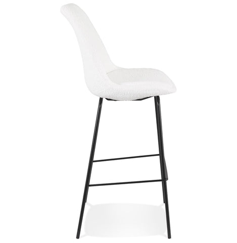 Bar stool 'LEONIE' in white terry fabric with black metal legs