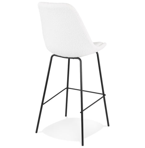 Bar stool 'LEONIE' in white terry fabric with black metal legs