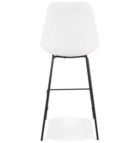 Bar stool 'LEONIE' in white terry fabric with black metal legs