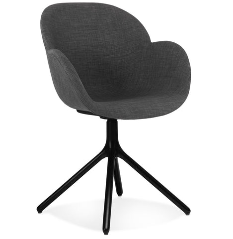 Armchair 'LIBRA' in dark gray fabric and black metal