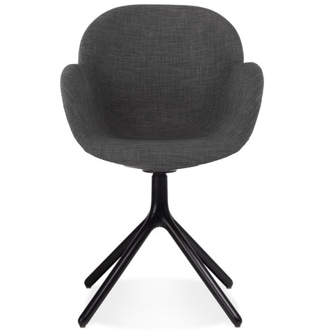 Armchair 'LIBRA' in dark gray fabric and black metal