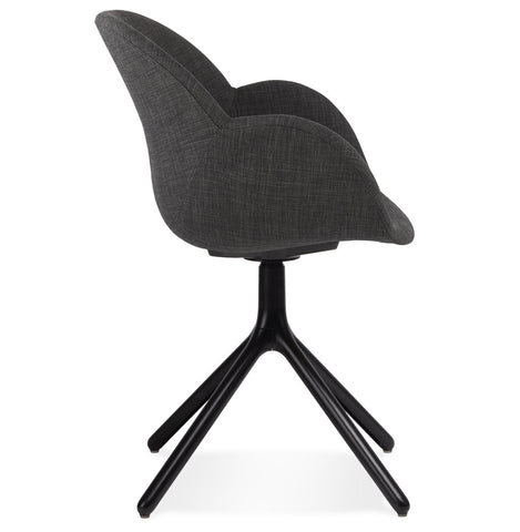 Armchair 'LIBRA' in dark gray fabric and black metal