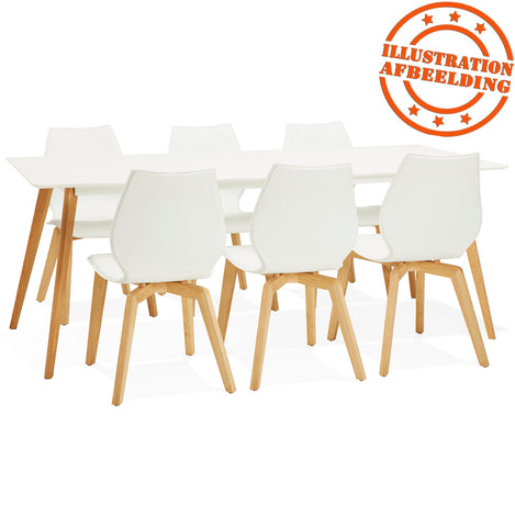 White design dining table 'MADY' in Scandinavian style - 200x90 cm