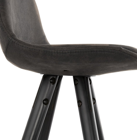 'MARKA MINI' half-high stool made of gray microfiber and black wooden legs