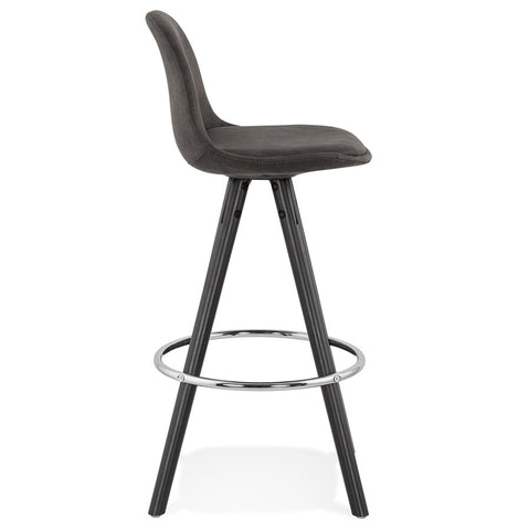 'MARKA MINI' half-high stool made of gray microfiber and black wooden legs