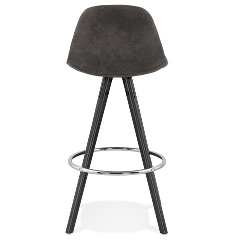 'MARKA MINI' half-high stool made of gray microfiber and black wooden legs