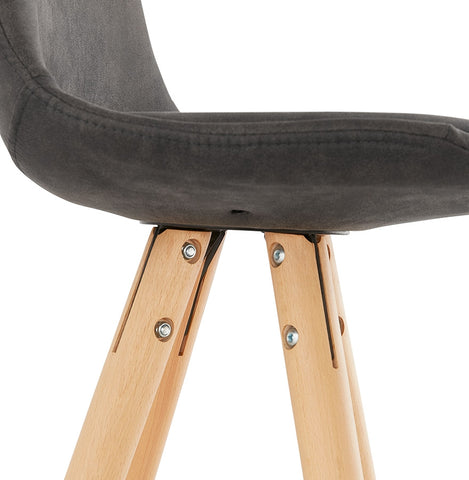 'MARKA MINI' mid-height stool made of gray microfiber and legs made of natural wood