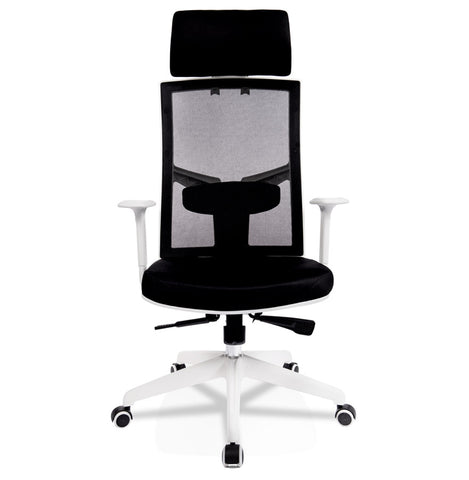 Designer office chair 'MATILDA' in black fabric with white frame