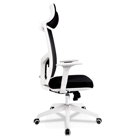 Designer office chair 'MATILDA' in black fabric with white frame