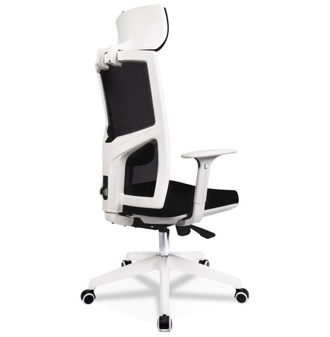 Designer office chair 'MATILDA' in black fabric with white frame