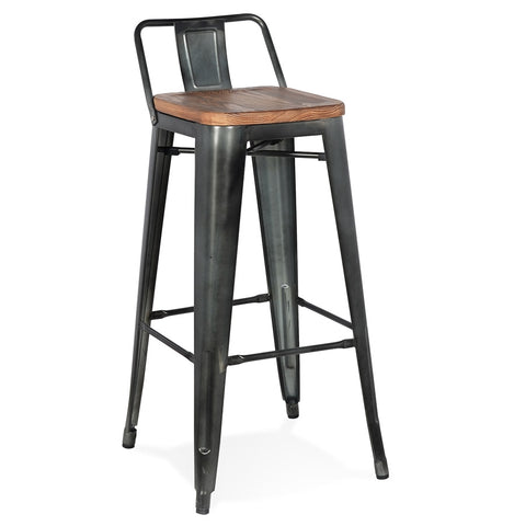 Dark gray metal industrial bar stool 'MECANO'