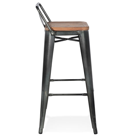 Dark gray metal industrial bar stool 'MECANO'