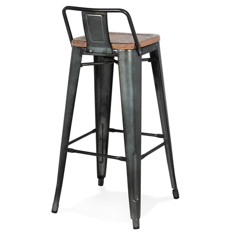 Dark gray metal industrial bar stool 'MECANO'