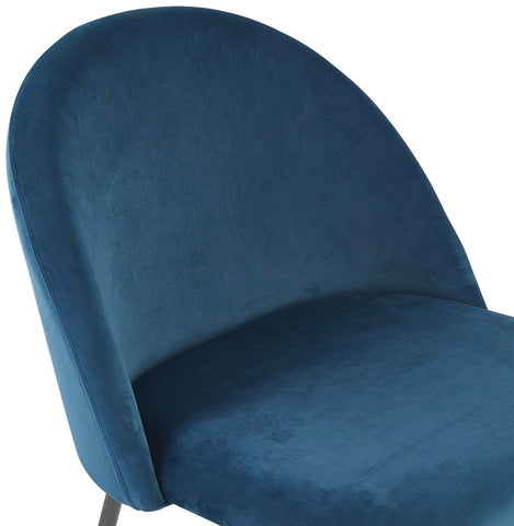 Lounge chair 'MERMAID' in blue velvet and black metal legs