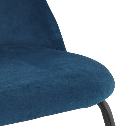 Lounge chair 'MERMAID' in blue velvet and black metal legs