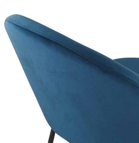 Lounge chair 'MERMAID' in blue velvet and black metal legs