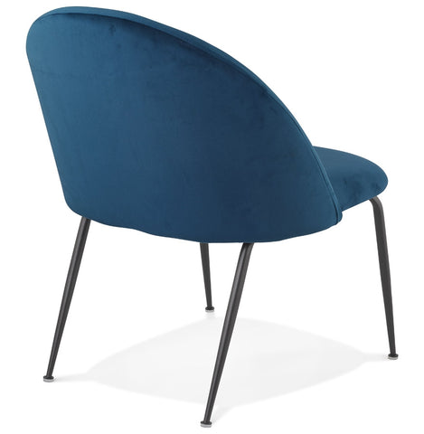 Lounge chair 'MERMAID' in blue velvet and black metal legs