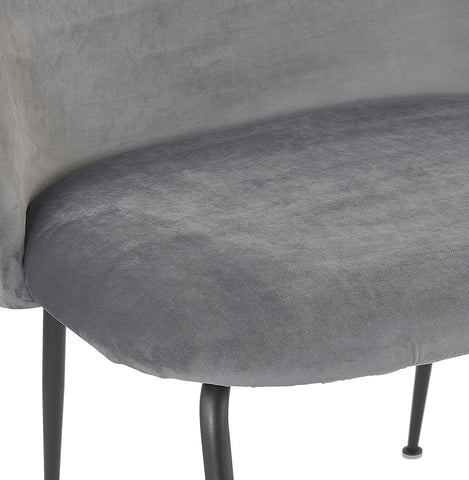 Lounge chair 'MERMAID' in light grey velvet and black metal legs