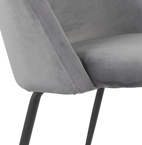 Lounge chair 'MERMAID' in light grey velvet and black metal legs