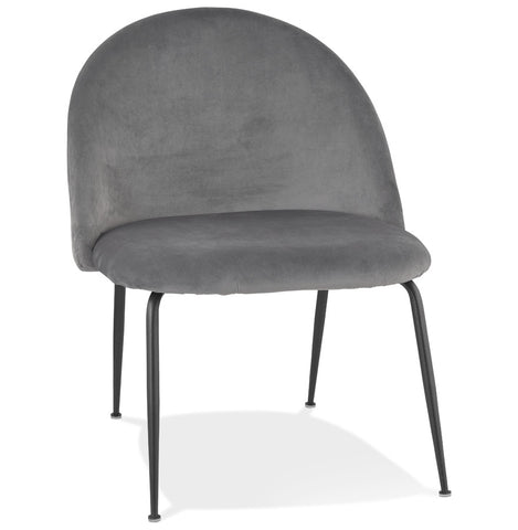 Lounge chair 'MERMAID' in light grey velvet and black metal legs