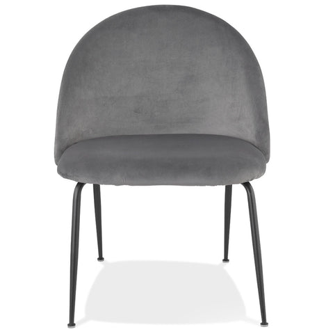 Lounge chair 'MERMAID' in light grey velvet and black metal legs